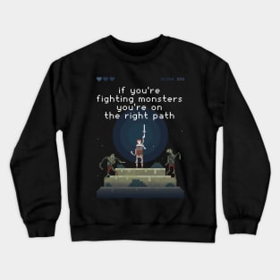 Fight Monster Pixel Game Crewneck Sweatshirt